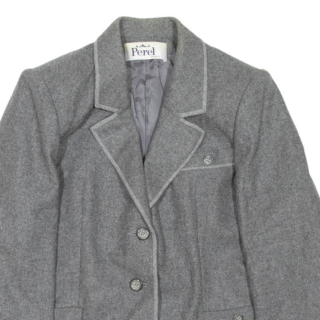 PEREL PARIS Womens Blazer Coat Grey Wool M
