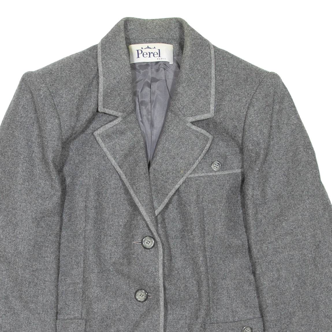 PEREL PARIS Womens Blazer Coat Grey Wool M