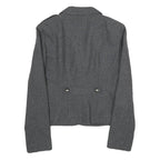 TALLY WEIJL Womens Grey Cotton Tailored Jacket M Button Plain Wool-Blend