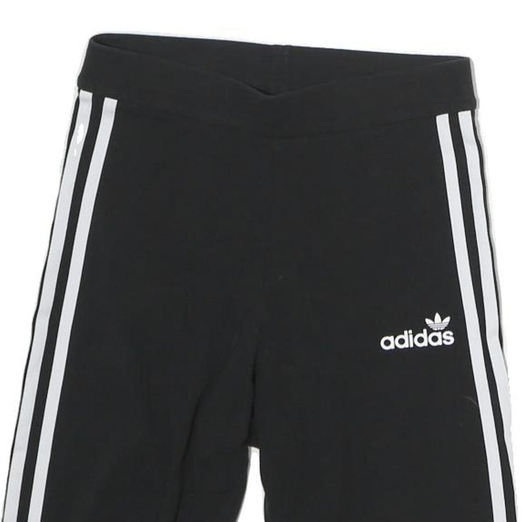 ADIDAS Womens Shorts Black & White Casual Cotton Blend UK 10 W25 Athletic
