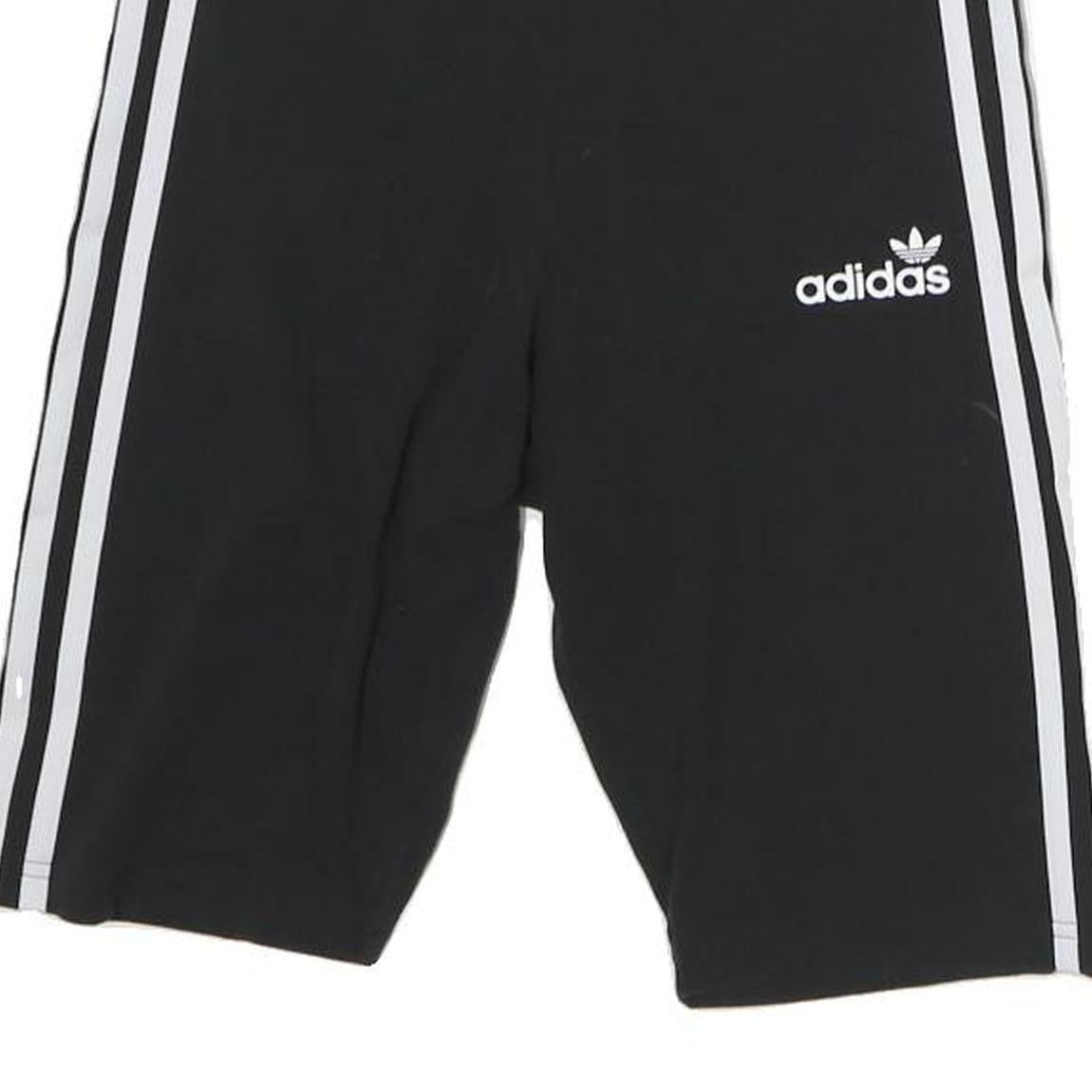 ADIDAS Womens Shorts Black & White Casual Cotton Blend UK 10 W25 Athletic