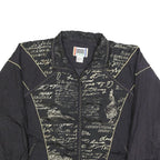EVR Womens Black Nylon Zip Jacket M Printed Pattern Casual Lightweight Outerwear