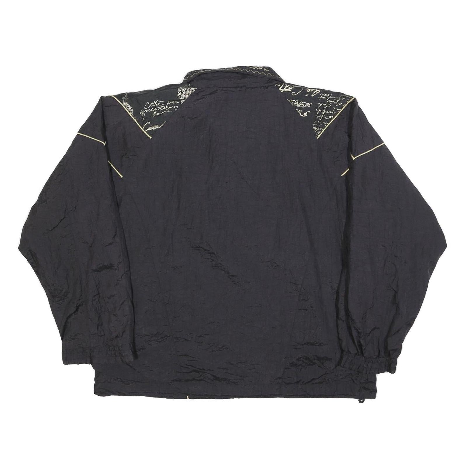 EVR Womens Black Nylon Zip Jacket M Printed Pattern Casual Lightweight Outerwear