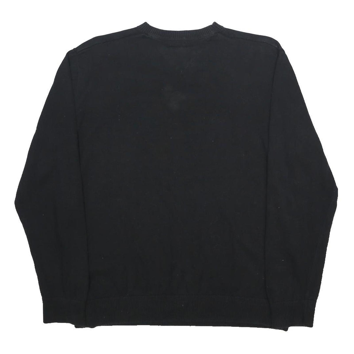 TOMMY HILFIGER Mens Black Plain V-Neck Basic Knit Jumper M Classic Cotton