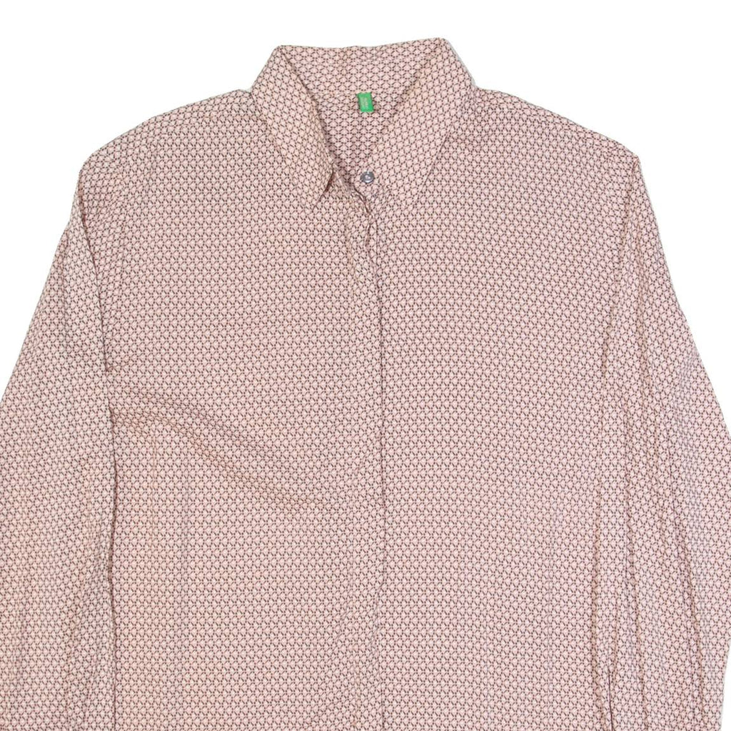 BENETTON Womens Shirt Pink Crazy Pattern Long Sleeve L