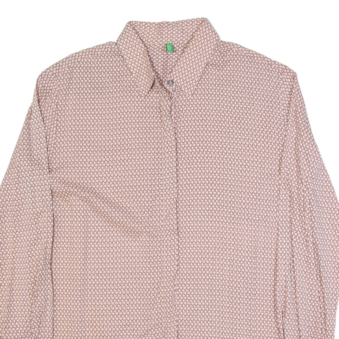 BENETTON Womens Shirt Pink Crazy Pattern Long Sleeve L