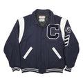 RIPON Mens Navy & White Wool Blend Varsity Jacket L Button Closure Wool Blend