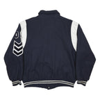 RIPON Mens Navy & White Wool Blend Varsity Jacket L Button Closure Wool Blend