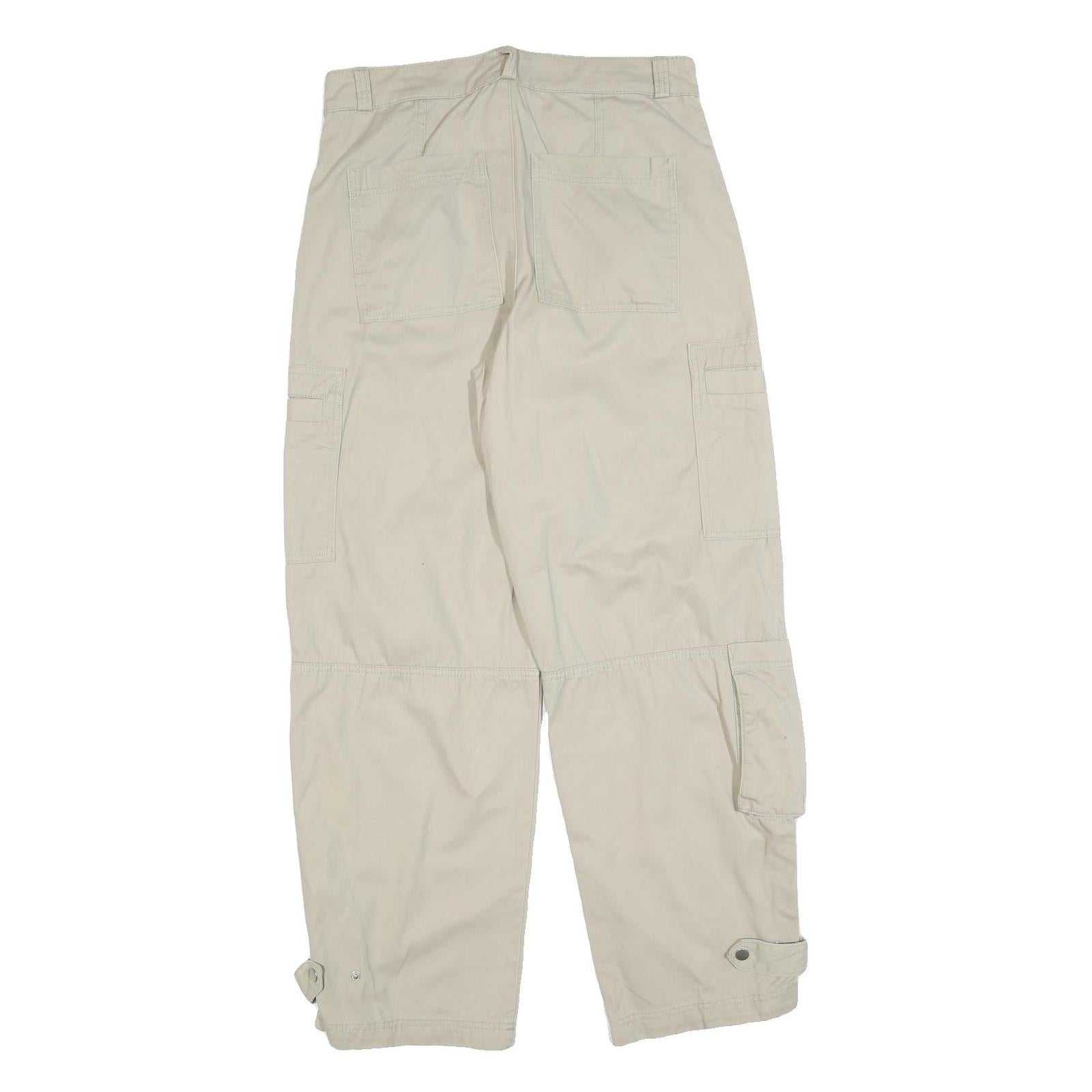H&M Womens Cotton Blend Beige Regular Fit Cargo Trousers W30 L30 Casual Utility