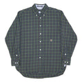 TOMMY HILFIGER Mens Blue Green Check Shirt L Classic Button Down Cotton Blend
