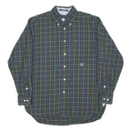 TOMMY HILFIGER Mens Blue Green Check Shirt L Classic Button Down Cotton Blend