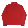 NAUTICA Mens Red 1/4 Zip Sweatshirt L Striped Cuff Pullover Casual