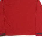 NAUTICA Mens Red 1/4 Zip Sweatshirt L Striped Cuff Pullover Casual