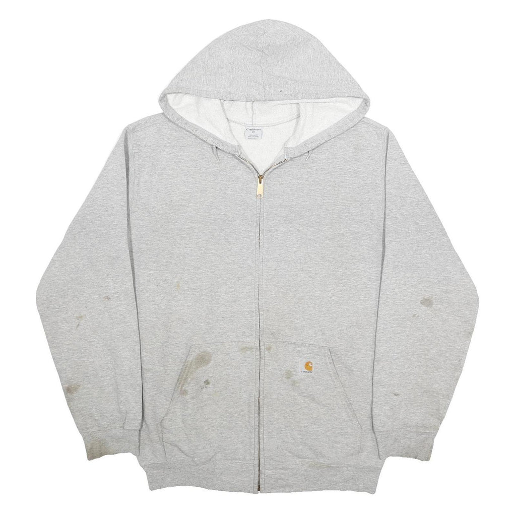 CARHARTT Mens Grey Zip Hoodie M Workwear Casual Cotton Blend Sweatshirt