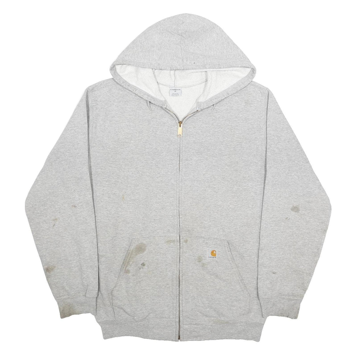 CARHARTT Mens Grey Zip Hoodie M Workwear Casual Cotton Blend Sweatshirt