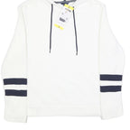 NAUTICA Womens White & Navy Hoodie S Cotton Blend Casual Hooded Sweatshirt