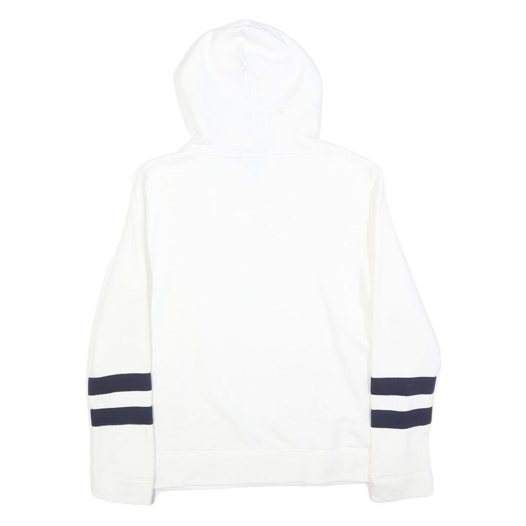 NAUTICA Womens White & Navy Hoodie S Cotton Blend Casual Hooded Sweatshirt