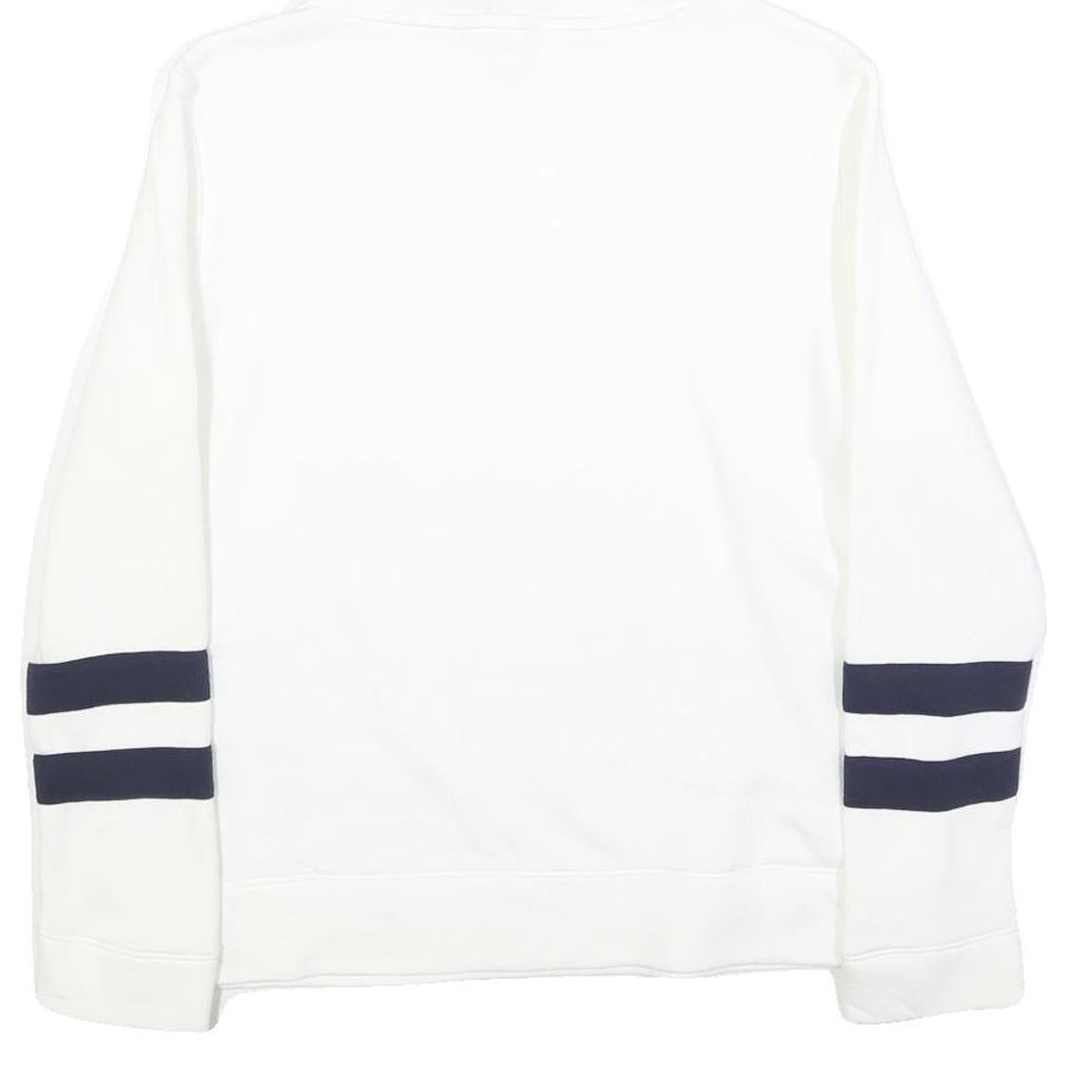 NAUTICA Womens White & Navy Hoodie S Cotton Blend Casual Hooded Sweatshirt