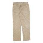CARHARTT Mens Cotton Blend Beige Relaxed Straight Trousers W32 L32 Workwear