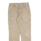 CARHARTT Mens Cotton Blend Beige Relaxed Straight Trousers W32 L32 Workwear