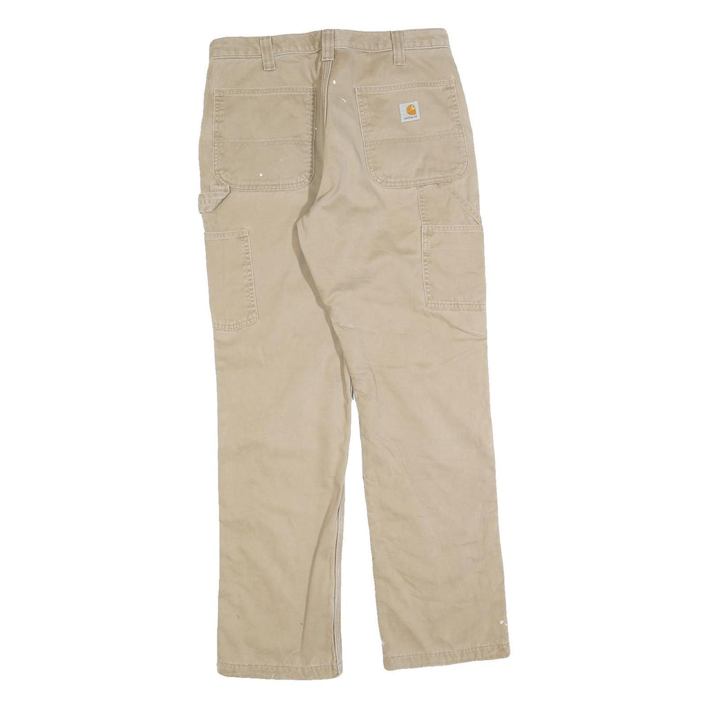 CARHARTT Mens Cotton Blend Beige Relaxed Straight Trousers W32 L32 Workwear