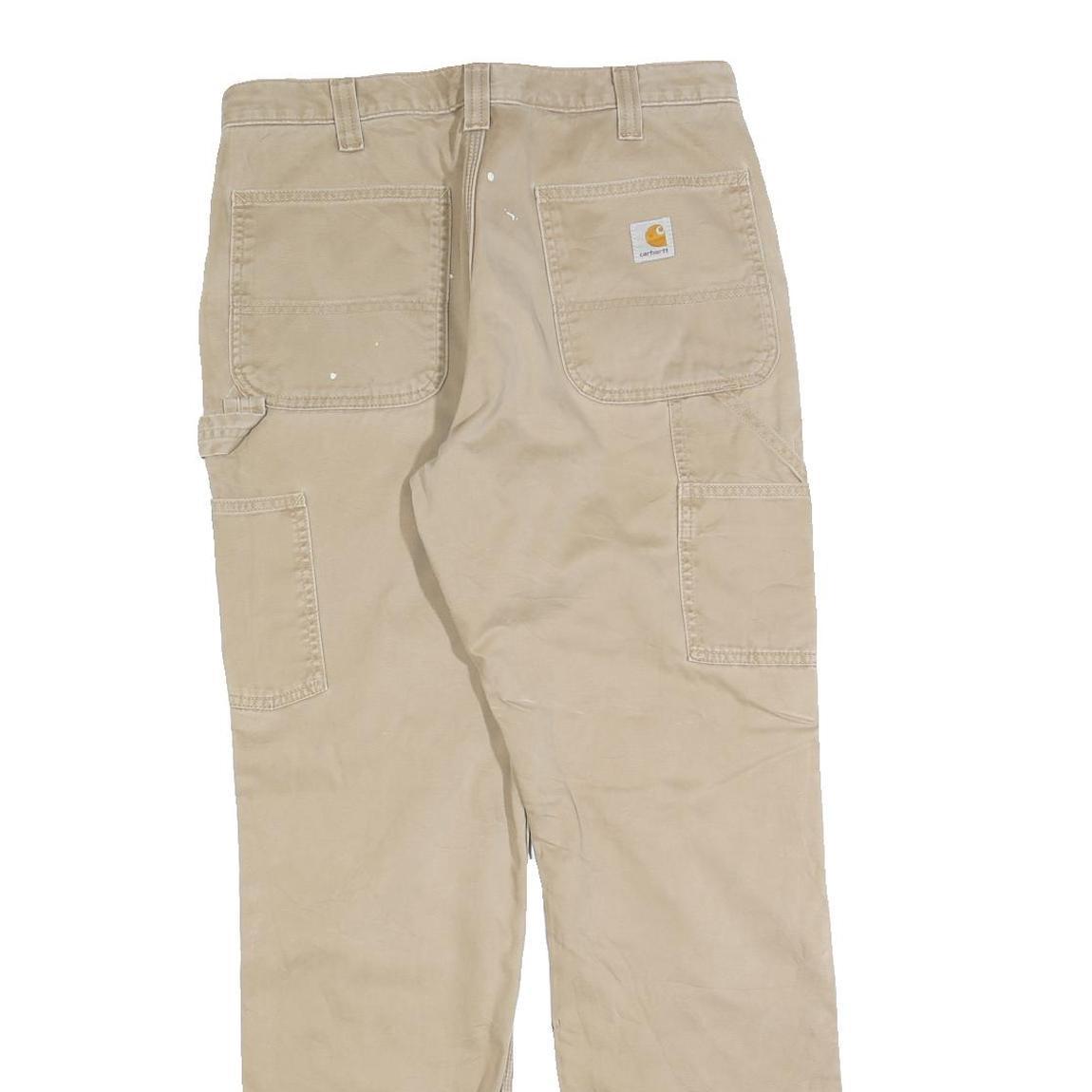 CARHARTT Mens Cotton Blend Beige Relaxed Straight Trousers W32 L32 Workwear