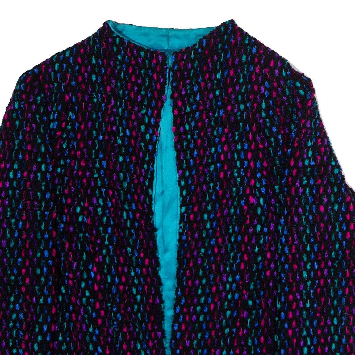 MADY COUTURE Womens Blazer Jacket Black Knit 90s L
