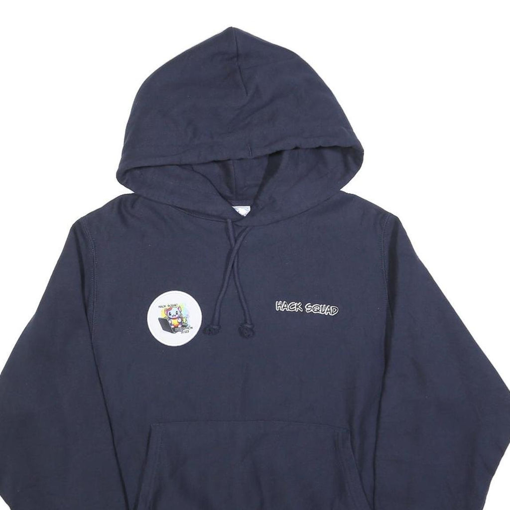 CHAMPION REVERSE WEAVE Mens Navy Hack Squad Pullover Hoodie S Cotton Blend