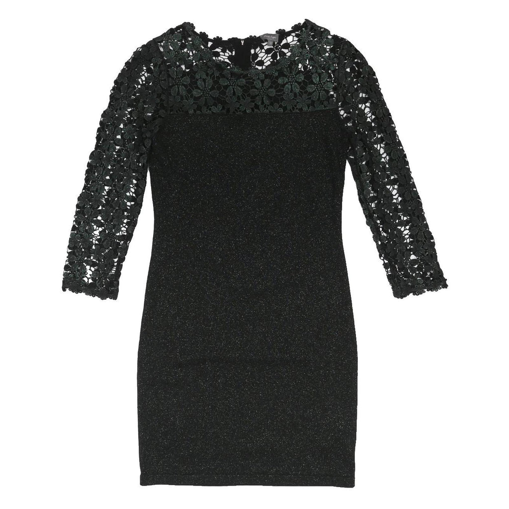 PHASE EIGHT Womens Black Bodycon Jersey Floral Lace 3/4 Sleeve Short Dress UK 12