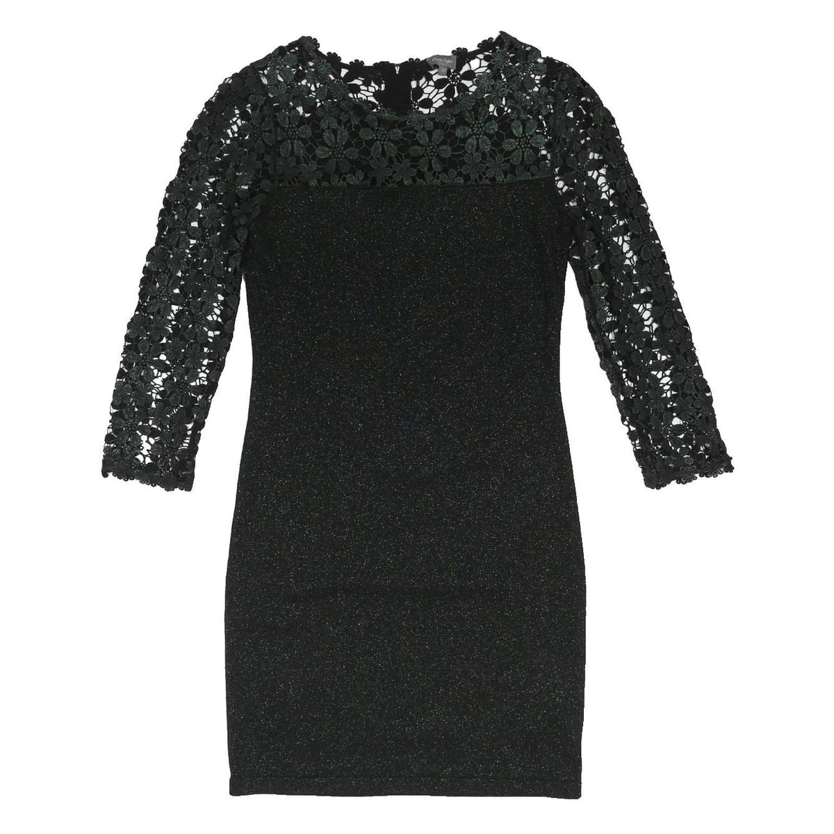 PHASE EIGHT Womens Black Bodycon Jersey Floral Lace 3/4 Sleeve Short Dress UK 12