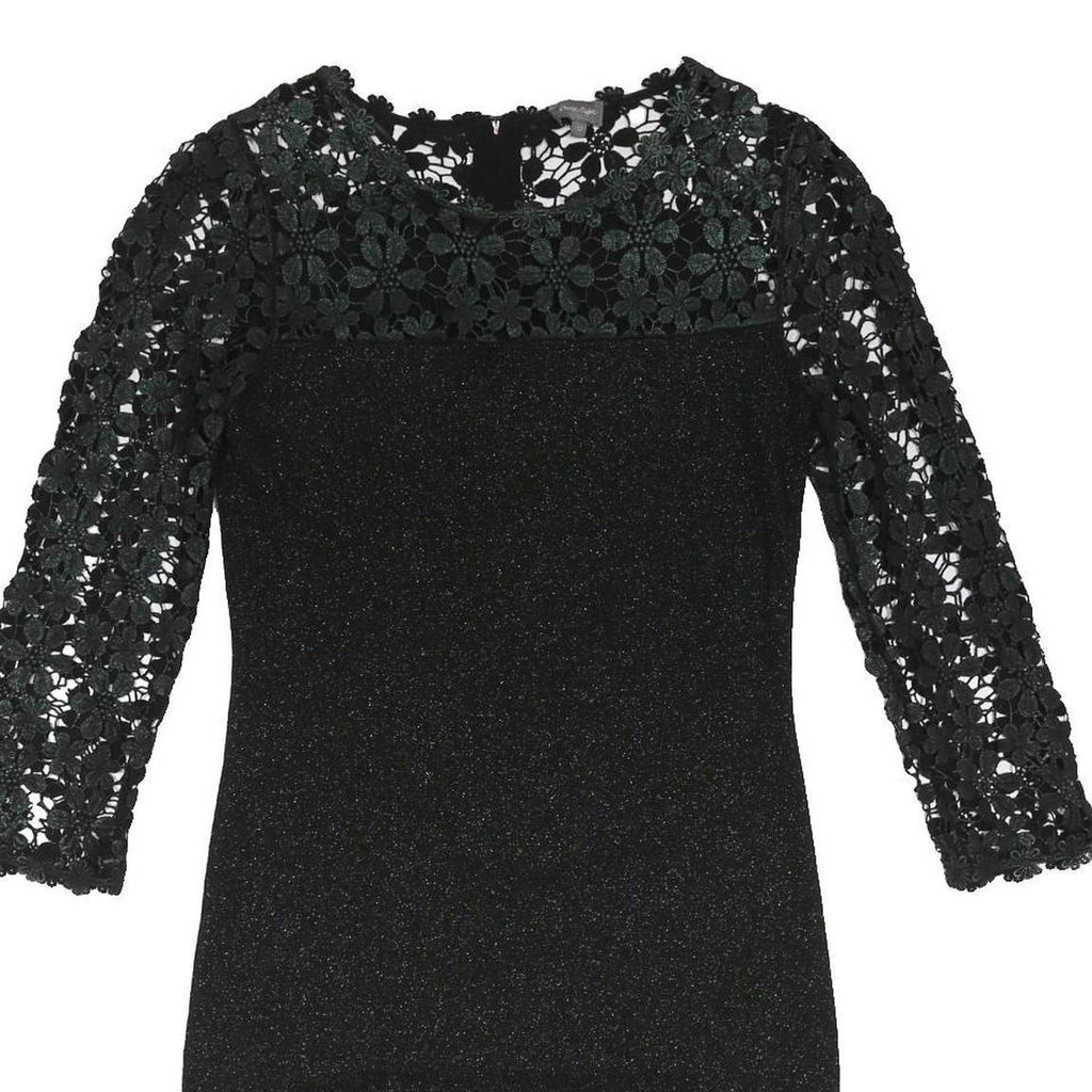 PHASE EIGHT Womens Black Bodycon Jersey Floral Lace 3/4 Sleeve Short Dress UK 12