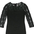 PHASE EIGHT Womens Black Bodycon Jersey Floral Lace 3/4 Sleeve Short Dress UK 12