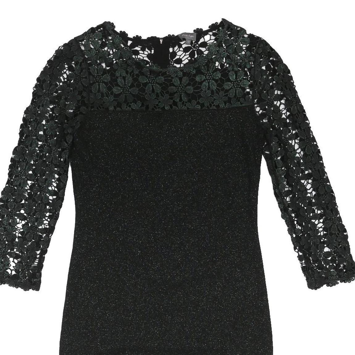 PHASE EIGHT Womens Black Bodycon Jersey Floral Lace 3/4 Sleeve Short Dress UK 12