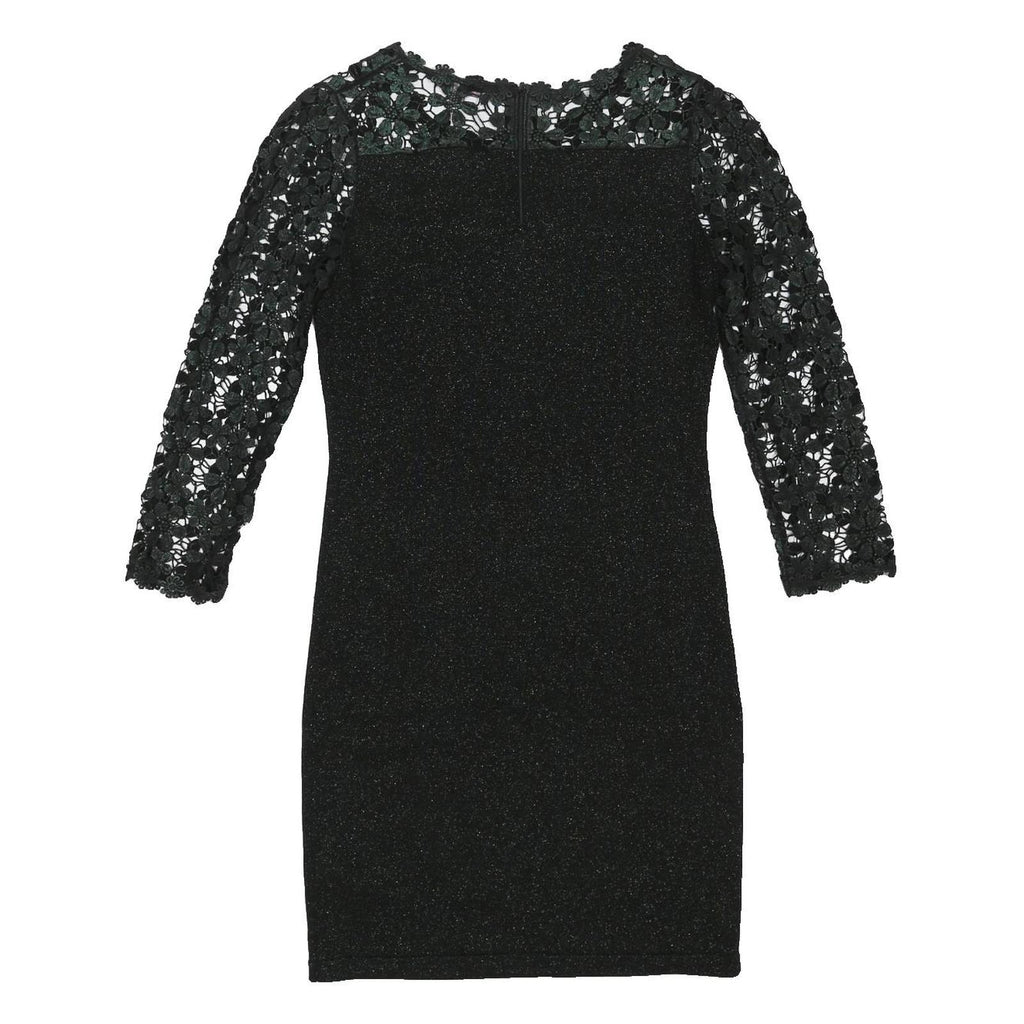 PHASE EIGHT Womens Black Bodycon Jersey Floral Lace 3/4 Sleeve Short Dress UK 12