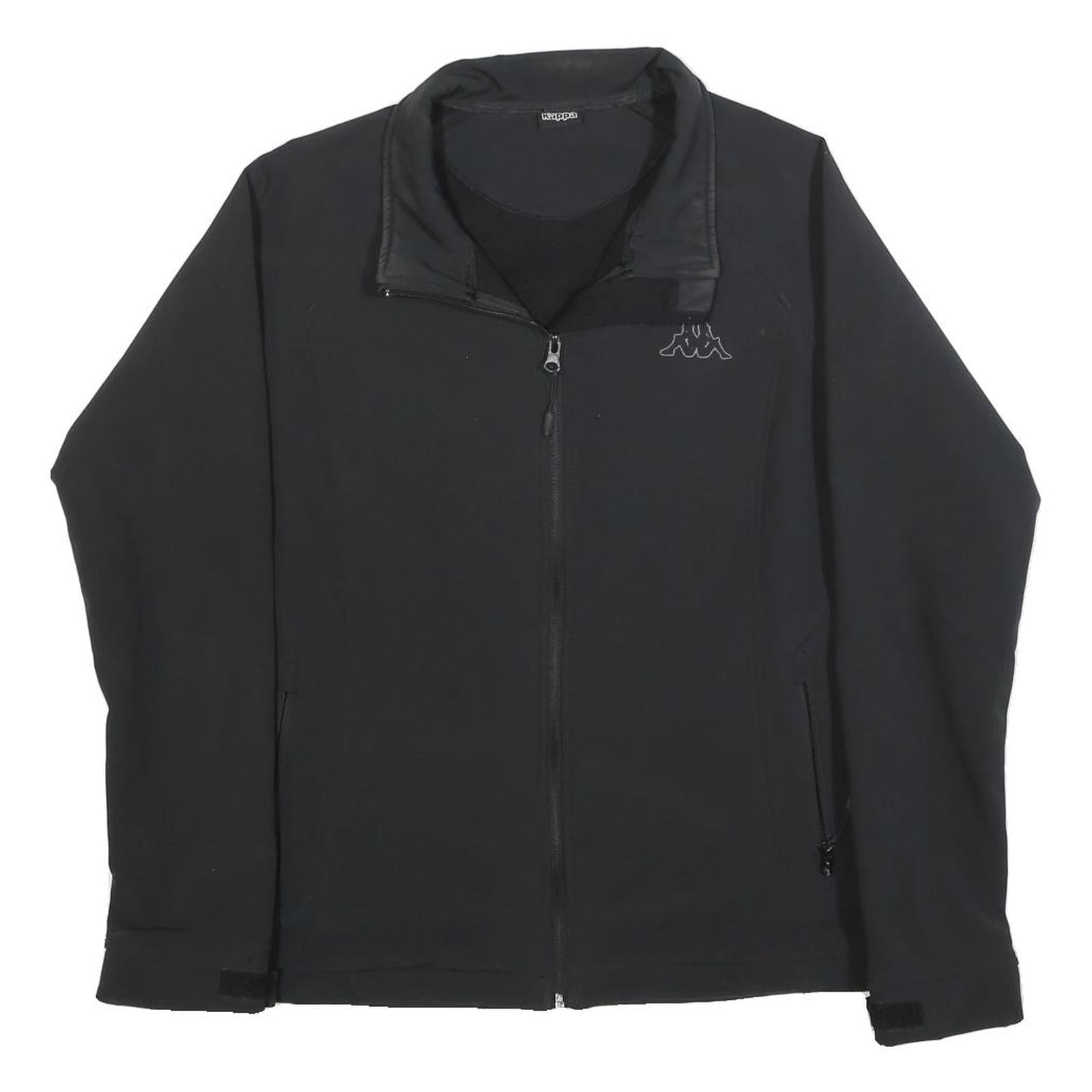 KAPPA Womens Black Polyester Blend Zip Jacket L Plain Lightweight Sportswear