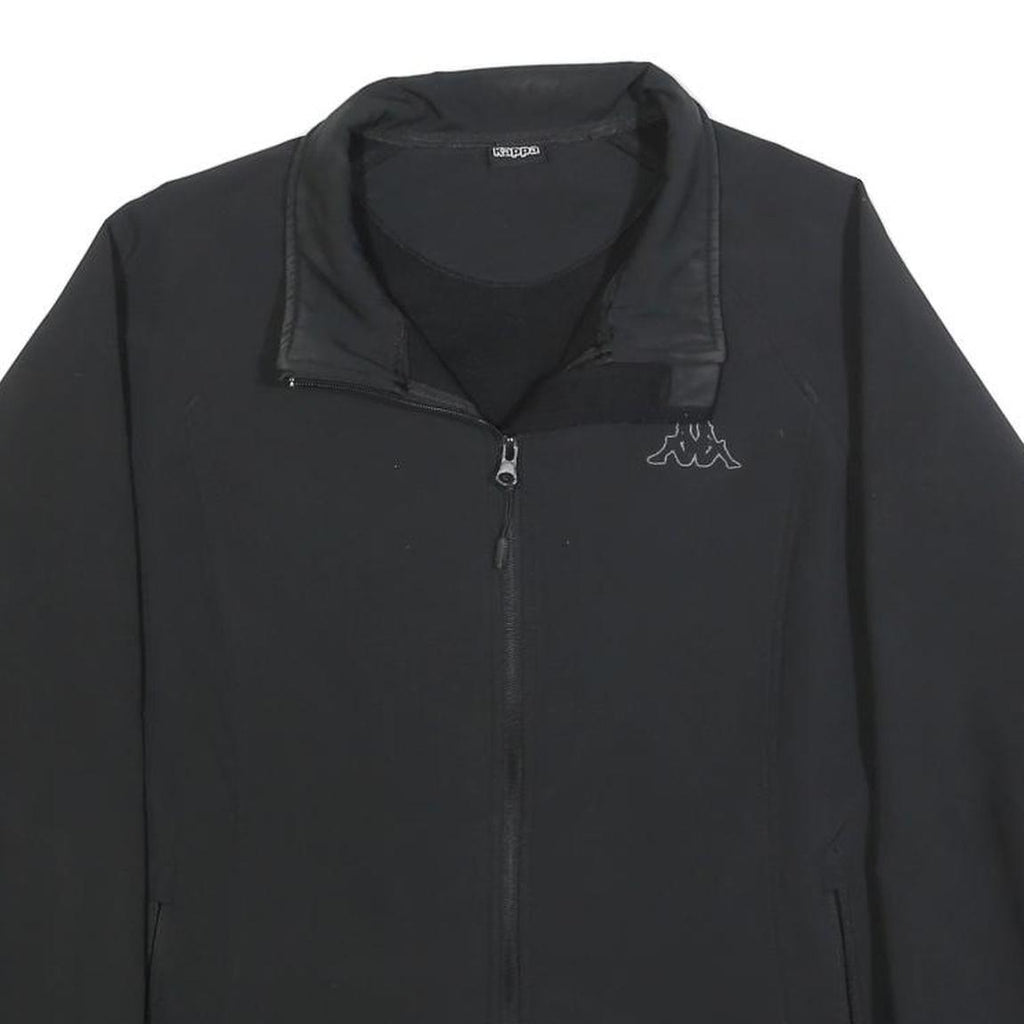 KAPPA Womens Black Polyester Blend Zip Jacket L Plain Lightweight Sportswear