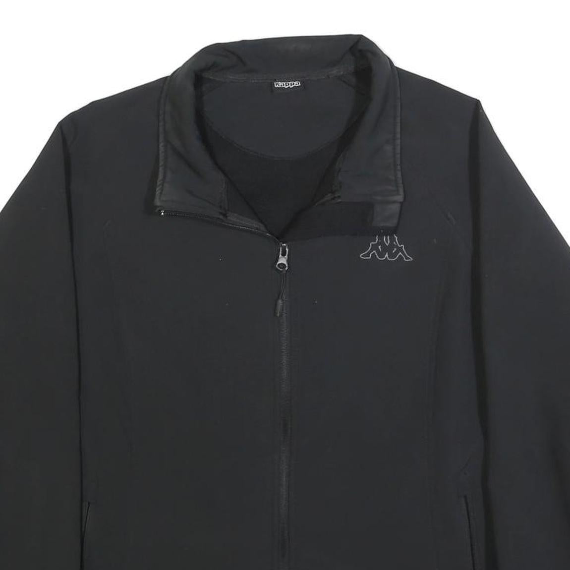 KAPPA Womens Black Polyester Blend Zip Jacket L Plain Lightweight Sportswear
