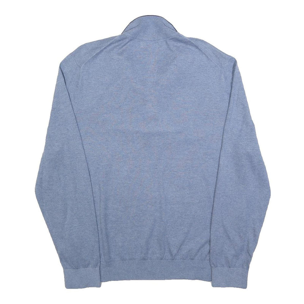 NAUTICA Mens Blue Plain Pullover Jumper Crew Neck Basic Knit L Cotton Blend