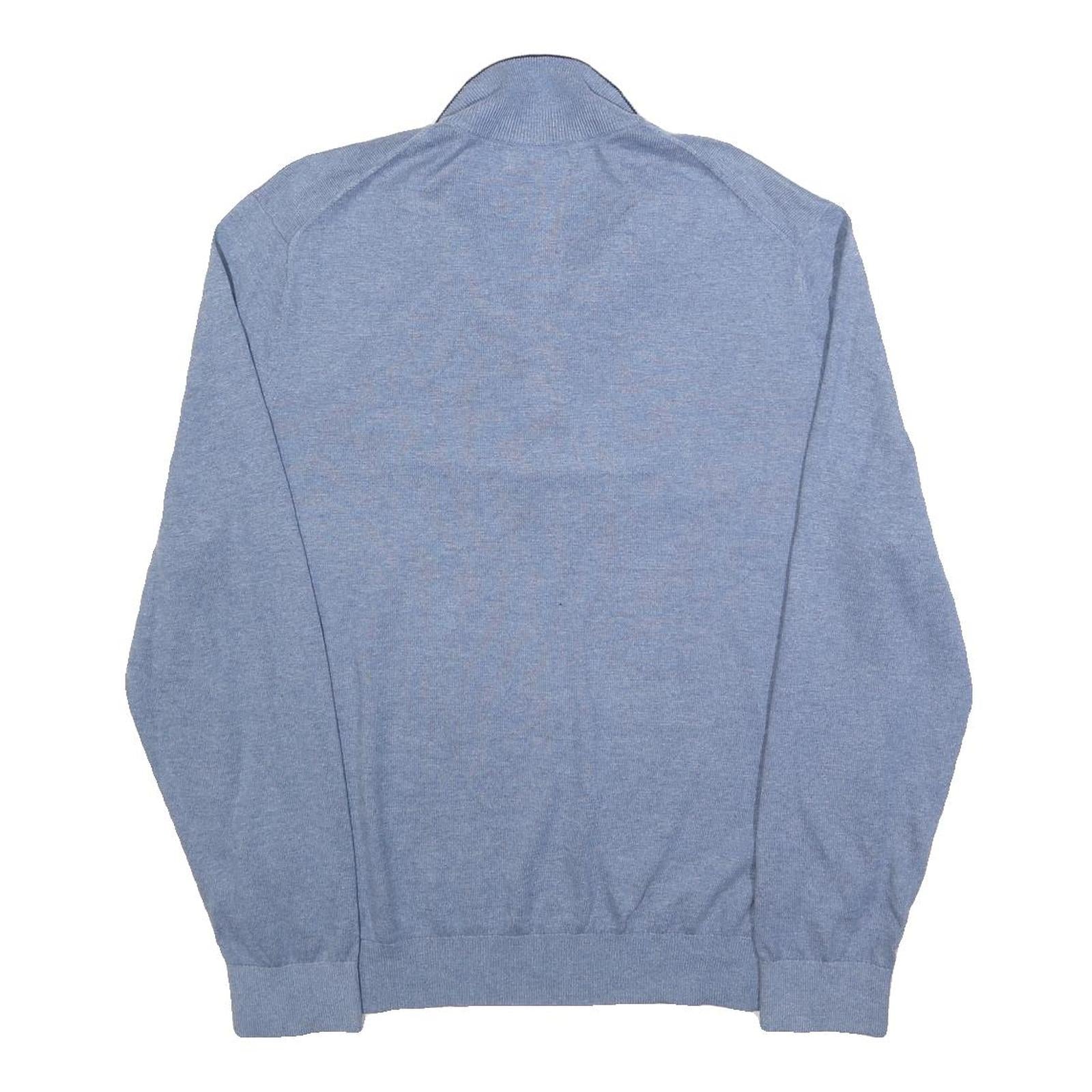 NAUTICA Mens Blue Plain Pullover Jumper Crew Neck Basic Knit L Cotton Blend