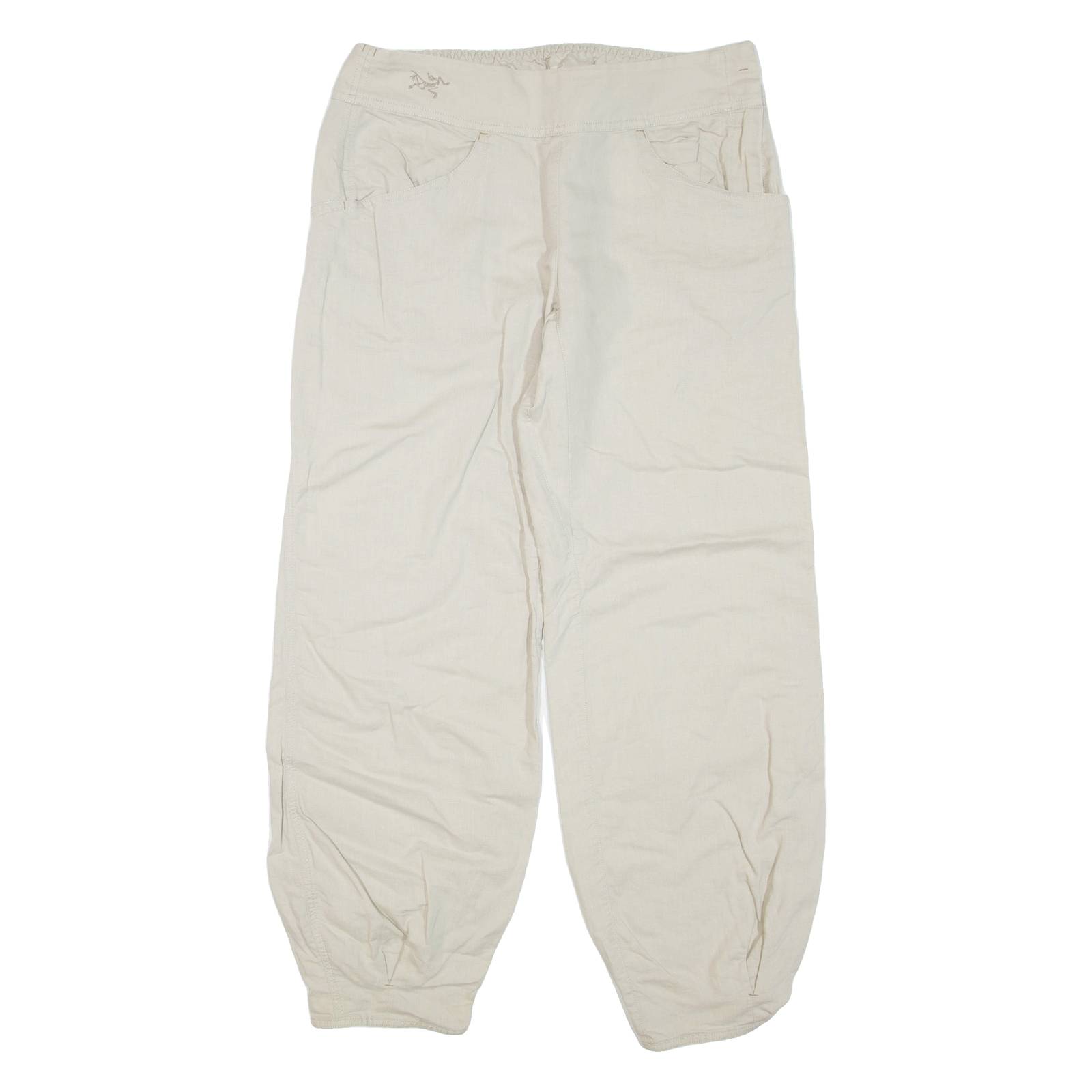 Womens Trousers Beige Regular Tapered Linen W32 L30