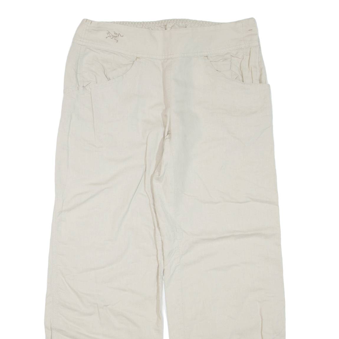 Womens Trousers Beige Regular Tapered Linen W32 L30