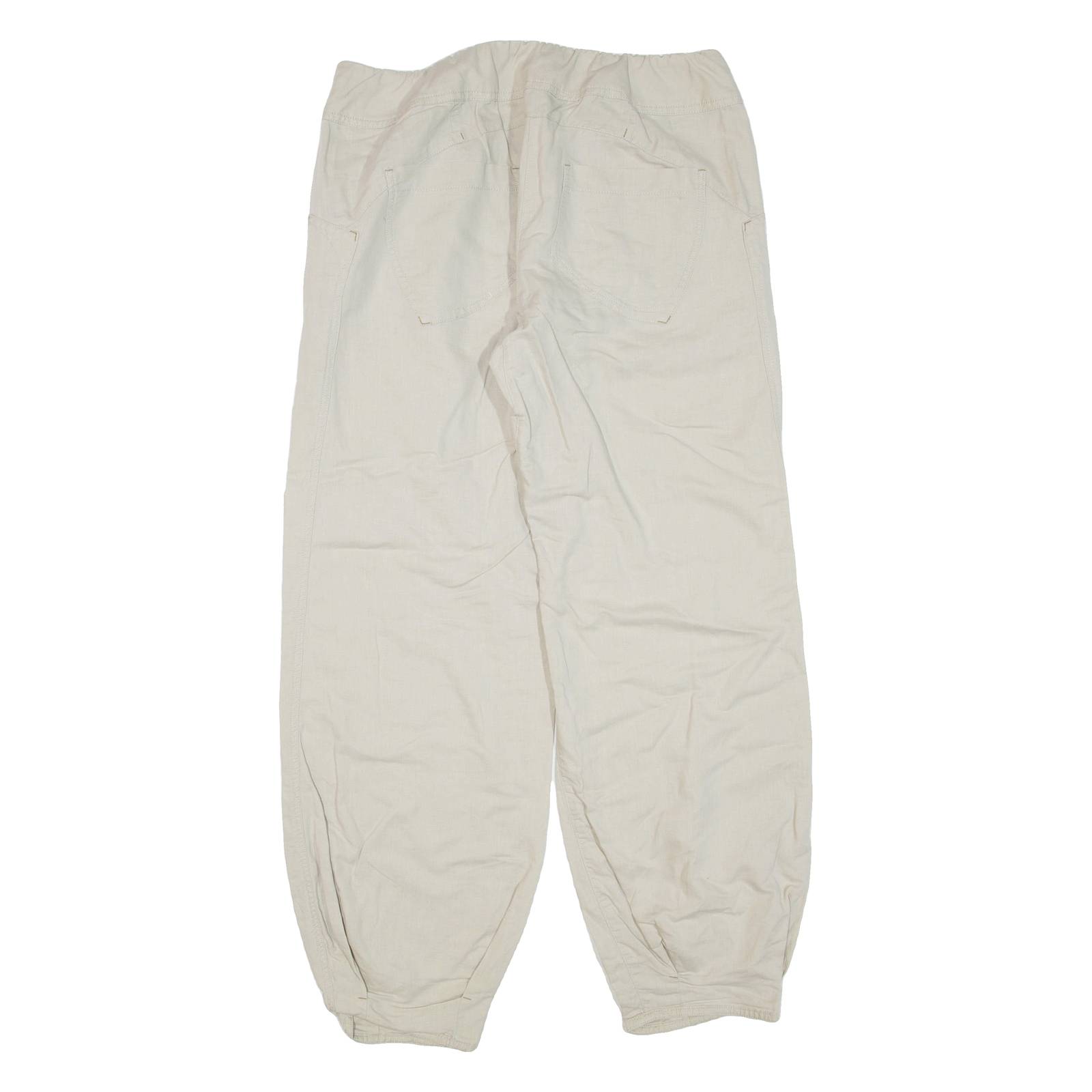 Womens Trousers Beige Regular Tapered Linen W32 L30