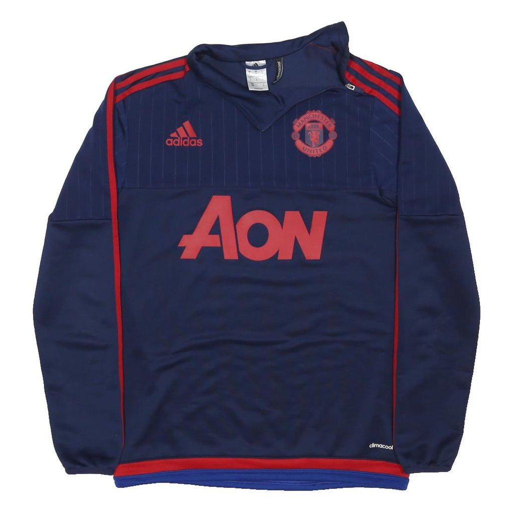 ADIDAS 15/16 Manchester United 1/4 Zip Training Top Mens Blue Track Jacket S