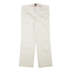 TOMMY HILFIGER Womens White Regular Fit Straight Leg Trousers W33 L28 Cotton