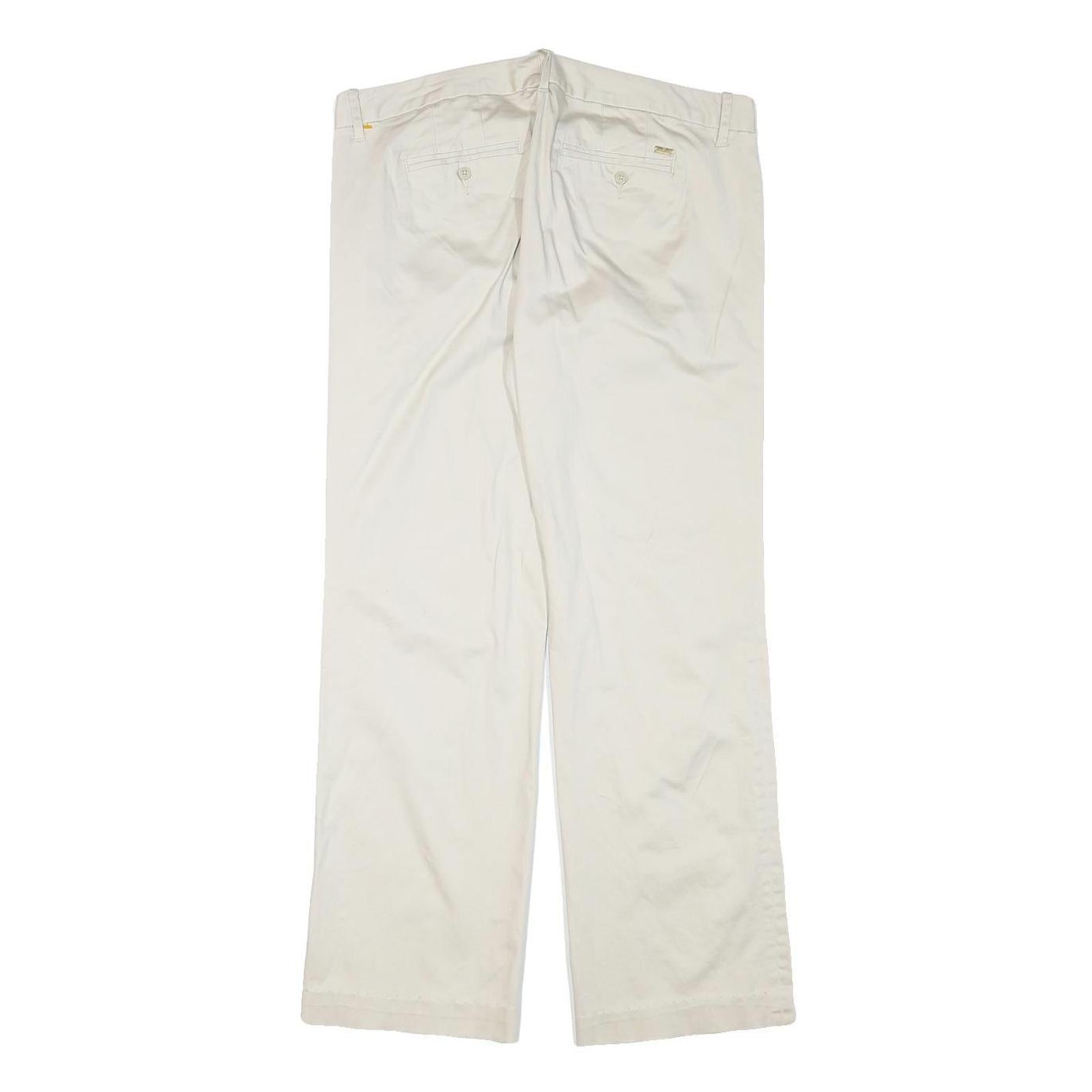 TOMMY HILFIGER Womens White Regular Fit Straight Leg Trousers W33 L28 Cotton