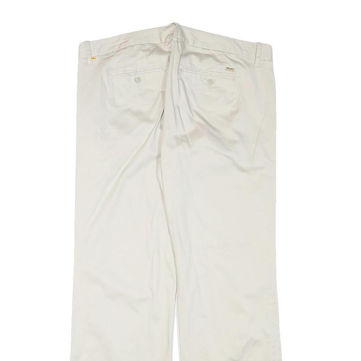 TOMMY HILFIGER Womens White Regular Fit Straight Leg Trousers W33 L28 Cotton