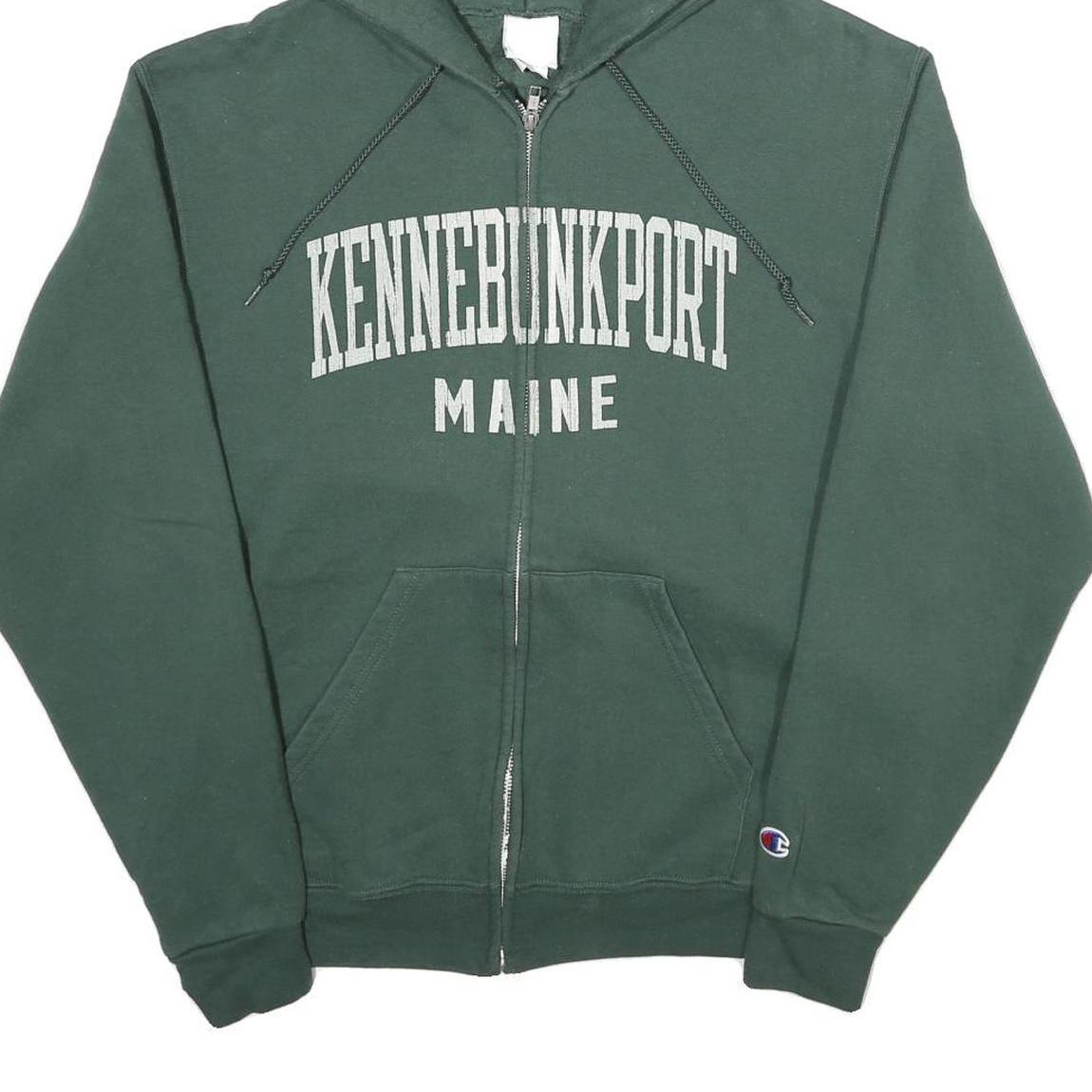 CHAMPION Mens Green Kennebunkport Maine Full Zip Hoodie M Cotton Blend
