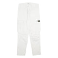 ZARA Mens White Cotton Blend Regular Cargo Trousers W30 L30 Utility Pocket Zip
