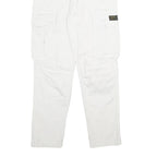 ZARA Mens White Cotton Blend Regular Cargo Trousers W30 L30 Utility Pocket Zip