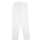 ZARA Mens White Cotton Blend Regular Cargo Trousers W30 L30 Utility Pocket Zip